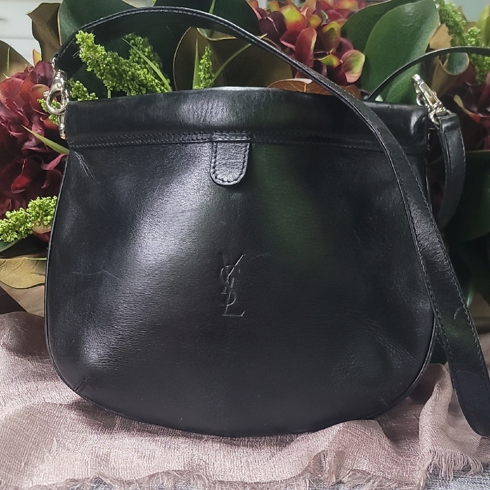 Yves Saint Laurent Black Shoulder Bag with Flap Closure